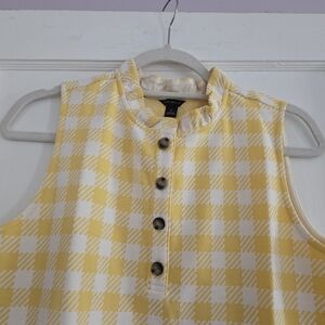 Ann Taylor Yellow & White Sleeveless Top